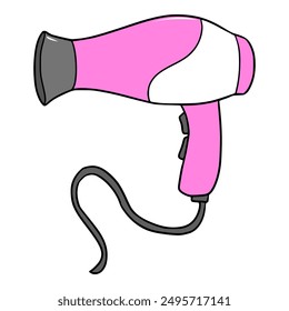 pink hair dryer illustration hand drawn isolated vector