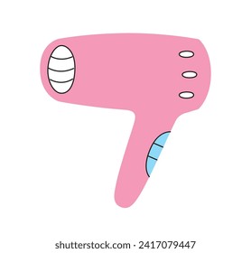 Pink hair dryer isolated flat vector illustration