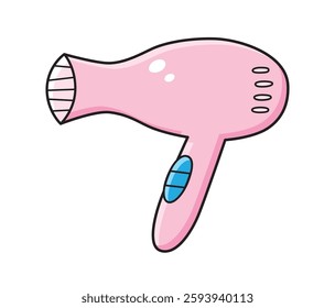 Pink hair dryer isolated vector illustration