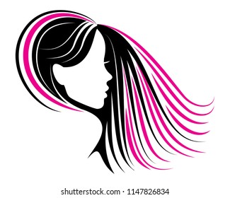 pink hair logo for hair extensions business or salon 