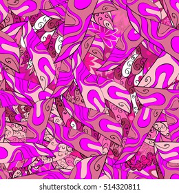 Pink hair waves abstract background. Vector illustration.