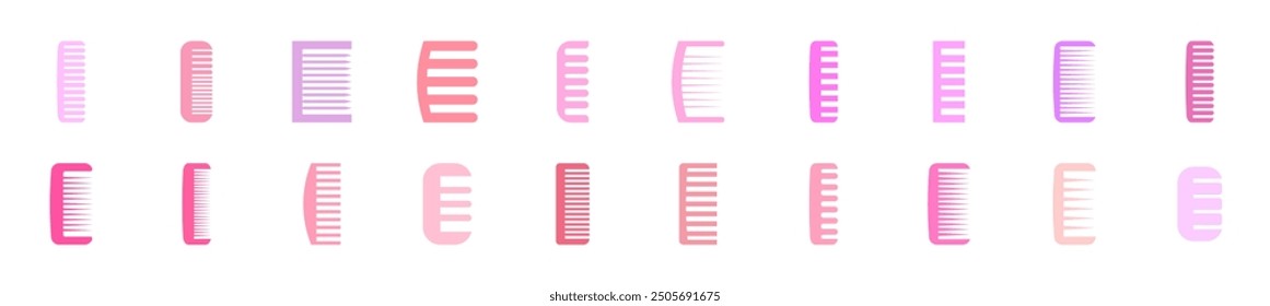 Pink Hairbrush Icons in Flat Style. Suitable for infographics, books, banners and other designs