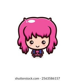 pink haired emo chibi girl