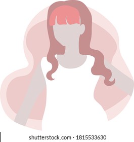 Pink haired pregnant woman in white dress. Positive pregnancy test. Awaiting baby arrival.