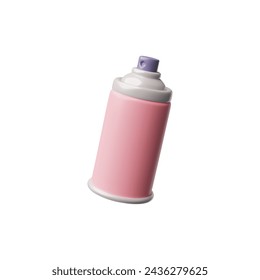 Pink hairspray can with a purple nozzle. Vector illustration of a styling mousse container for hair salon and personal care designs.