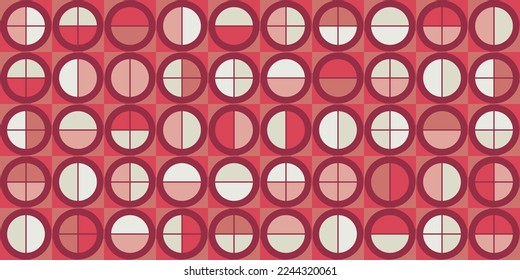 Pink half circles - geometric pattern. Vecor print seamless, for interior, textiles, wallpaper and other surfaces.