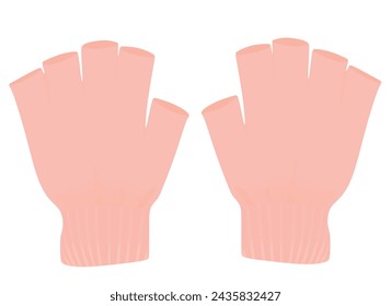 Guantes de medio dedo rosa. ilustración vectorial