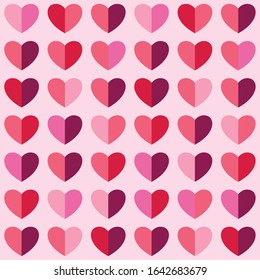 Pink half-half Valentine's Day hearts pattern