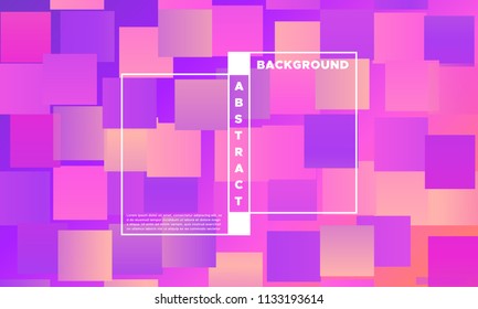 Pink Halftone Background with Glowing Rectangles. Trendy Gradient. Bright Geometric Template for Covers, Presentation. Minimal Design. EPS10 Vector. Modern Halftone Background in Futuristic Style.