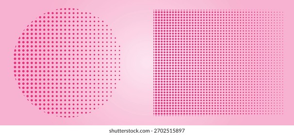 Círculo de semitono rosa y diseño de fondo mínimo abstracto de patrón de puntos cuadrados.