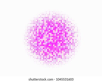 Pink halftone circles, dots pattern, vector, grunge. Comic texture background. Monochrome half-tone. Circle halftone Dots, colorful geometric gradient for pop art designs.