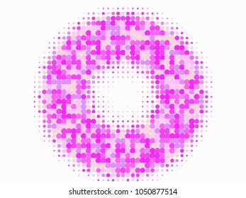 Pink halftone circles, dots pattern, vector, grunge. Comic texture background. Monochrome half-tone. Circle halftone Dots, colorful geometric gradient for pop art designs.