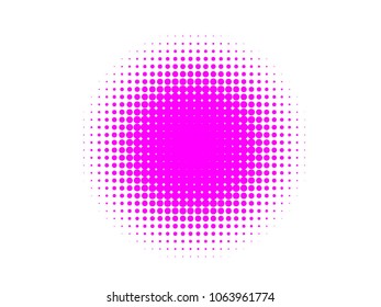 Pink halftone circles, dots pattern, vector, grunge. Comic texture background. Monochrome half-tone. Circle halftone Dots, colorful geometric gradient for pop art designs.