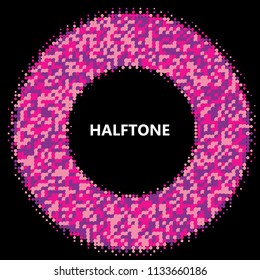 Pink halftone circles, dots pattern, vector, grunge. Comic texture background. Monochrome half-tone. Circle halftone Dots, colorful geometric gradient for pop art designs.