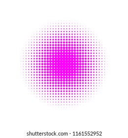 Pink halftone circles, dots pattern, vector, grunge. Comic texture background. Monochrome half-tone. Circle halftone Dots, colorful geometric gradient for pop art designs.