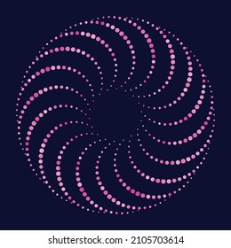 Pink halftone dots in circle like flower. Abstract vector background.