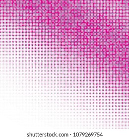 Pink halftone dots. Colorful geometric gradient for pop art designs. Geometric vintage monochrome fade wallpaper. Pop art print. Dotted geometric retro pattern. Comic halftone background.