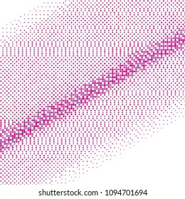 Pink halftone dots. Colorful geometric gradient for pop art designs. Geometric vintage monochrome fade wallpaper. Pop art print. Dotted geometric retro pattern. Comic halftone background.