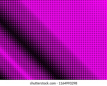 Pink halftone dots. Colorful geometric gradient for pop art designs. Geometric vintage monochrome fade wallpaper. Pop art print. Dotted geometric retro pattern. Comic halftone background.