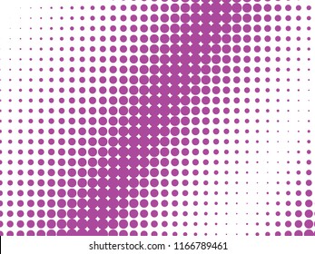Pink halftone dots. Colorful geometric gradient for pop art designs. Geometric vintage monochrome fade wallpaper. Pop art print. Dotted geometric retro pattern. Comic halftone background.