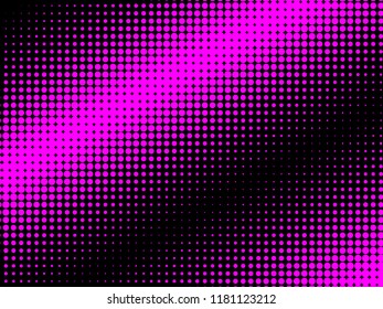 Pink halftone dots. Colorful geometric gradient for pop art designs. Geometric vintage monochrome fade wallpaper. Pop art print. Dotted geometric retro pattern. Comic halftone background.