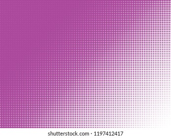 Pink halftone dots. Colorful geometric gradient for pop art designs. Geometric vintage monochrome fade wallpaper. Pop art print. Dotted geometric retro pattern. Comic halftone background.