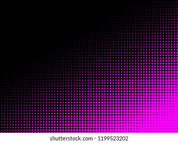 Pink halftone dots. Colorful geometric gradient for pop art designs. Geometric vintage monochrome fade wallpaper. Pop art print. Dotted geometric retro pattern. Comic halftone background.