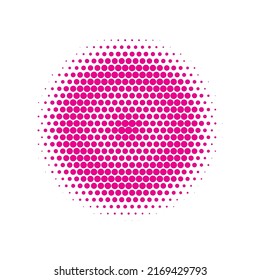 Pink Halftone Element. Vector Grunge. Abstract Art. Texture Dots. Dot Gradation. Circle Half. Gradient Gradation. Round Backdrop. Design Half.