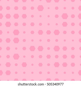 Pink halftone hexagon background. Geometrical texture. Abstract honeycomb geometric seamless pattern. Vector illustration.