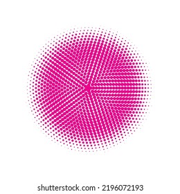 Pink Halftone Logo. Vector Art. Abstract Element. Texture Element. Dot Element. Circle Retro. Gradient Shape. Round Logo. Design Gradation.
