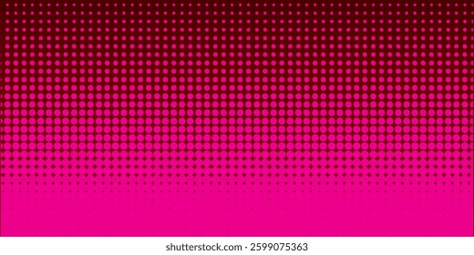Pink Halftone Pattern Vector: Gradient Background, Retro Design, Dot Grid, Dynamic Texture, Red to Pink Gradient, Halftone Effect, Patterned Background, Visual Gradient, Vector Illustration.
