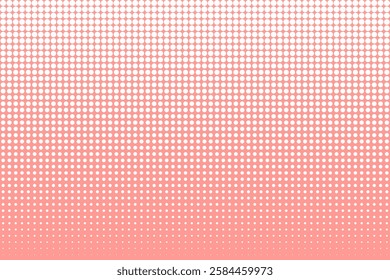 Pink halftone pattern. White dotted layout. Gradual fade effect. Vector background.