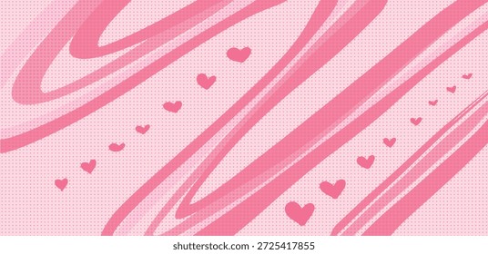 Onda de semitono rosa con patrón de corazón