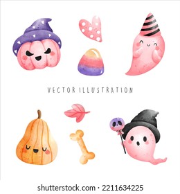 Pink halloween, Happy Halloween vector illustration