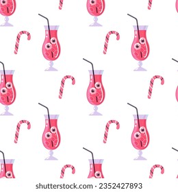Rosa Halloween-Muster nahtlos mit Cocktailaugen