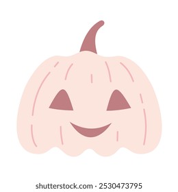 Clipart de calabaza de Halloween rosa. Lindo objeto de temporada dibujado a mano. Ilustración vectorial en estilo plano