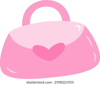 Pink Hand Bag Vector Cartoon Colored Clipart 