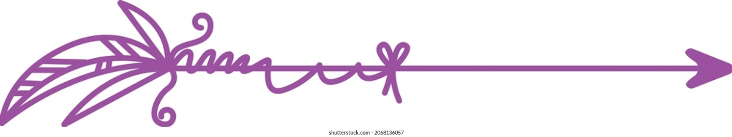 Pink hand drawn arrow. Decorative text divider