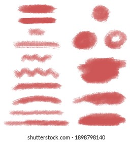 Pink hand drawn brush strokes, marker text highlighters, vector illustration