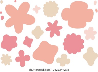 Pink hand drawn flower shape frame set