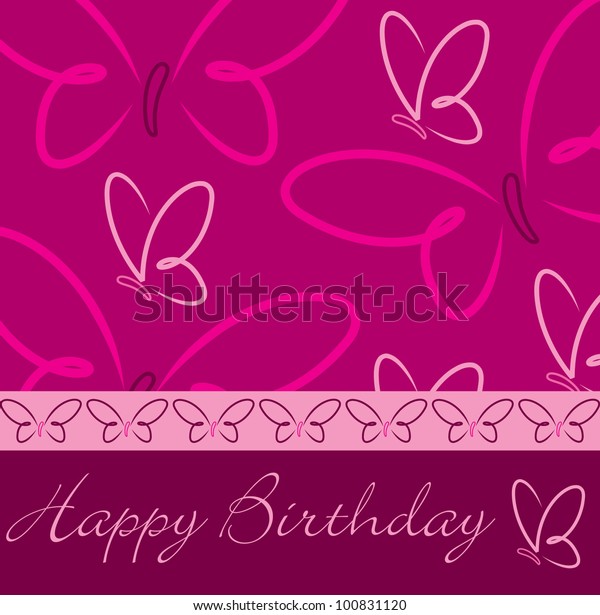 Download Pink Hand Drawn Happy Birthday Butterfly Stock Vector ...