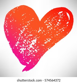 Pink hand drawn heart. Cute icon isolated on white. Vector illustration.
