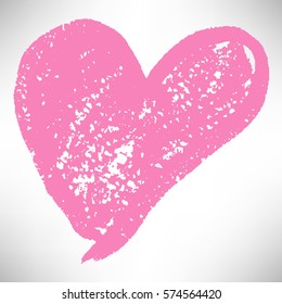 Pink hand drawn heart. Cute icon isolated on white. Vector illustration.
