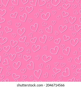 Pink hand drawn heart shape texture background on seamless pattern vector illustration