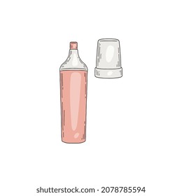 Pink hand drawn highlighter isolated on white background. Vector illustration of stationery marker for school or office. Text separator for working with documents.