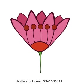 pink hand drawn summer flower art design