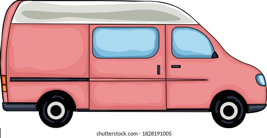 pink and white van