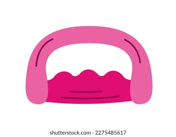 Pink hand expander. Active lifestyle, fitness and sports. Equipment for training at home and in gym. Strengthening grip and forearm muscles for girls. Cartoon flat vector illustration