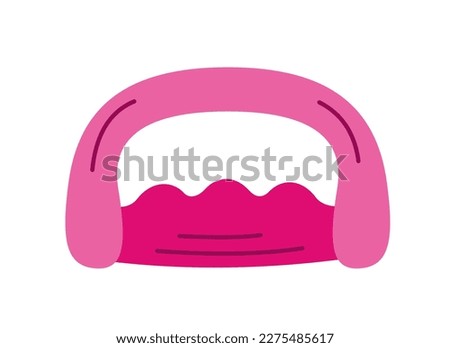 Pink hand expander. Active lifestyle, fitness and sports. Equipment for training at home and in gym. Strengthening grip and forearm muscles for girls. Cartoon flat vector illustration