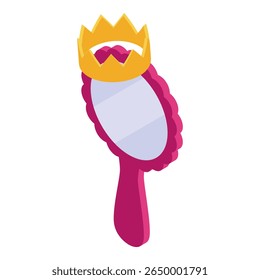 Pink hand mirror reflecting royalty with a golden crown resting on top, symbolizing self worth, confidence, and inner beauty